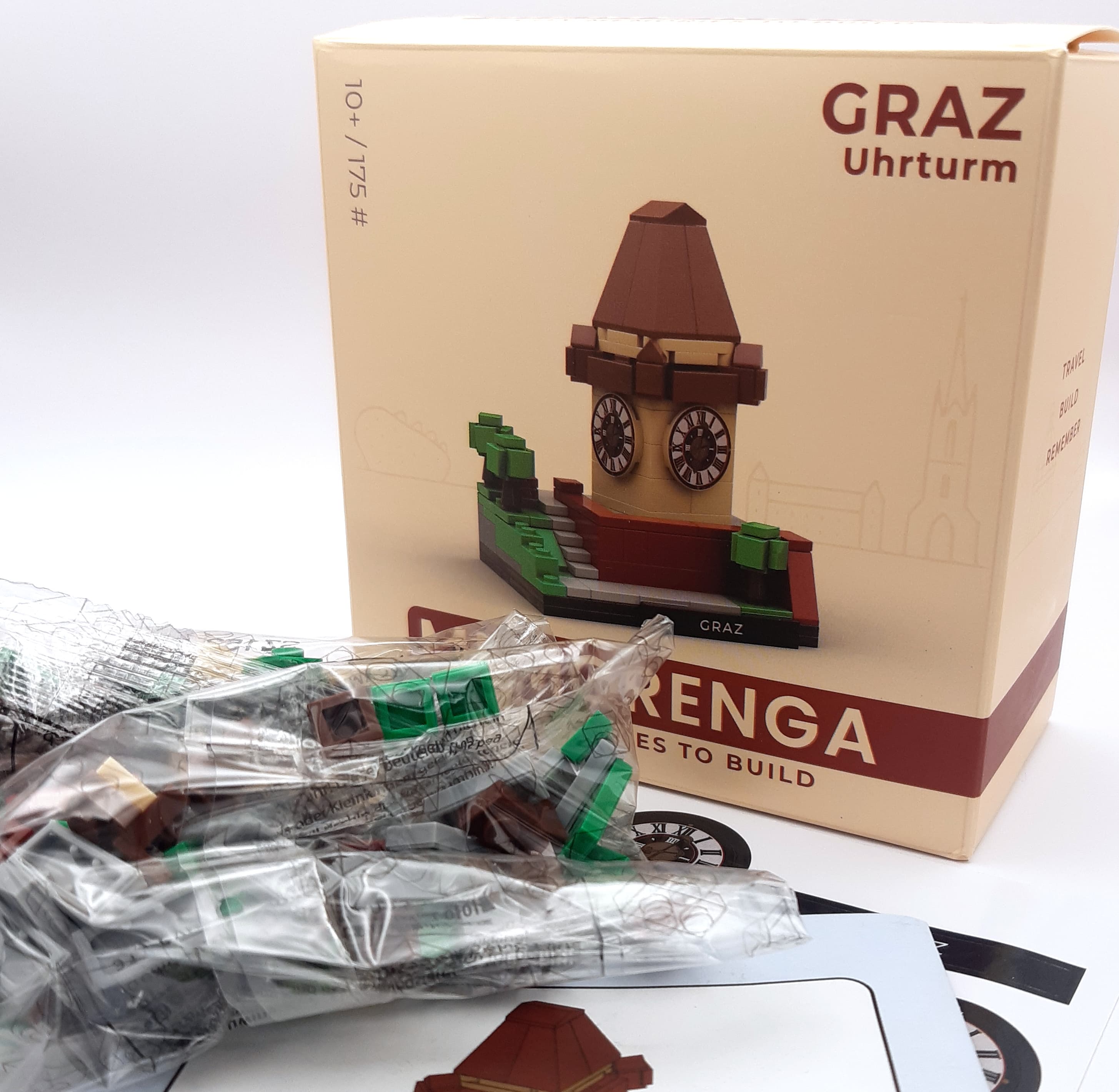 MEMORENGA Graz Uhrturm - Verpackung und Steine
